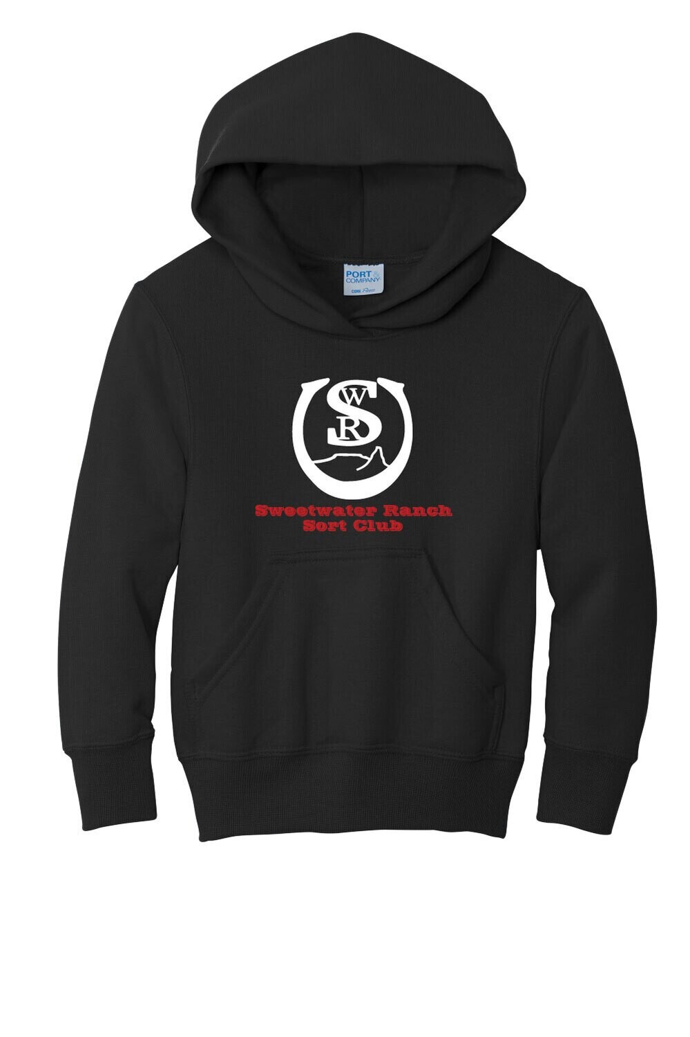 Sweetwater Ranch Sort - Port &amp; Company Youth Core Fleece Pullover Hooded Sweatshirt (L PC90YH jetBlack)