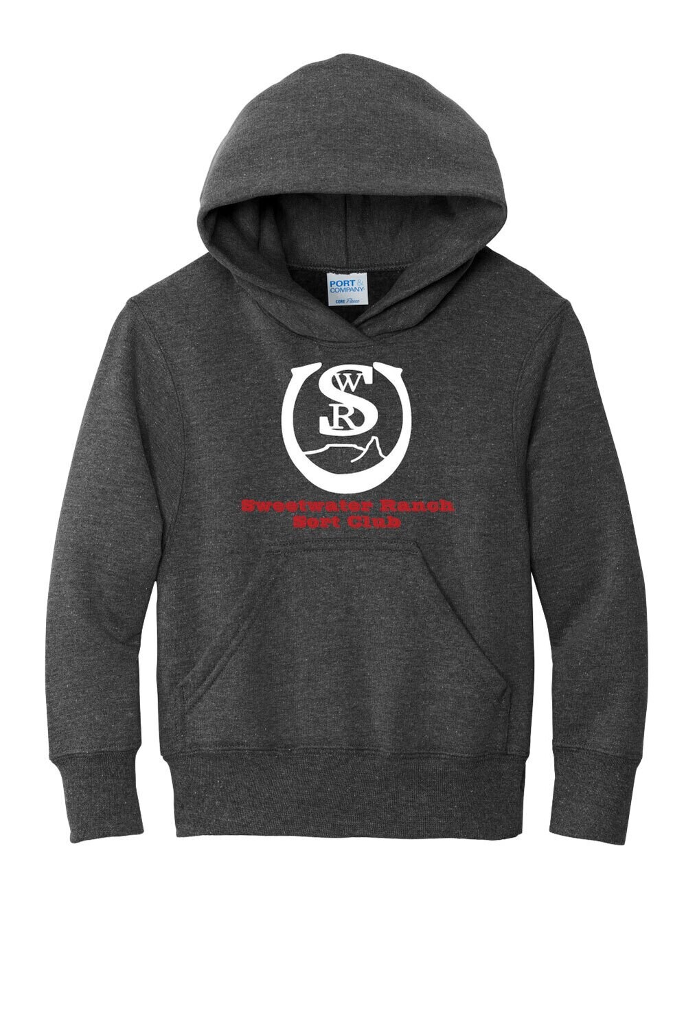 Sweetwater Ranch Sort - Port &amp; Company Youth Core Fleece Pullover Hooded Sweatshirt (L PC90YH Dark Heather Gray)