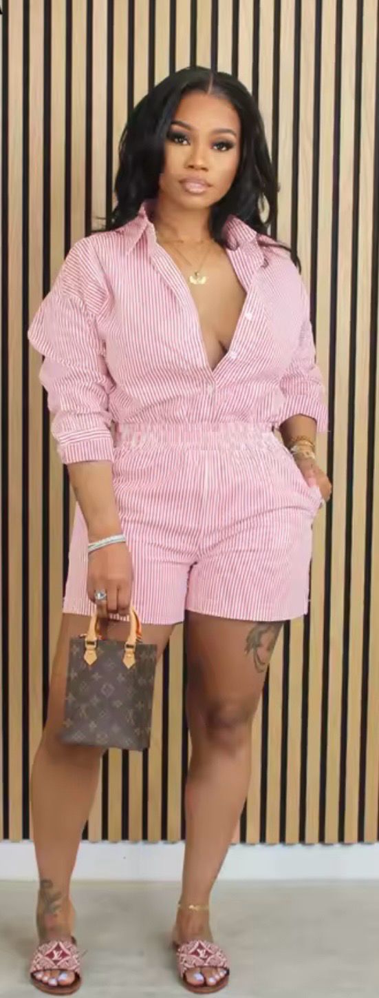 2 Piece Stripes Shorts Set