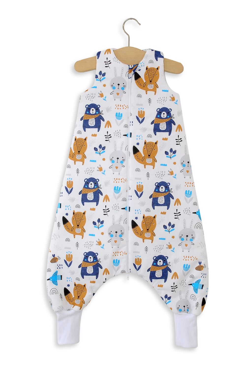 Babyslaapzak met beentjes, katoen, geïsoleerd, maat L 9-24 maanden, TOG 2.5 - marineblauwe teddyberen