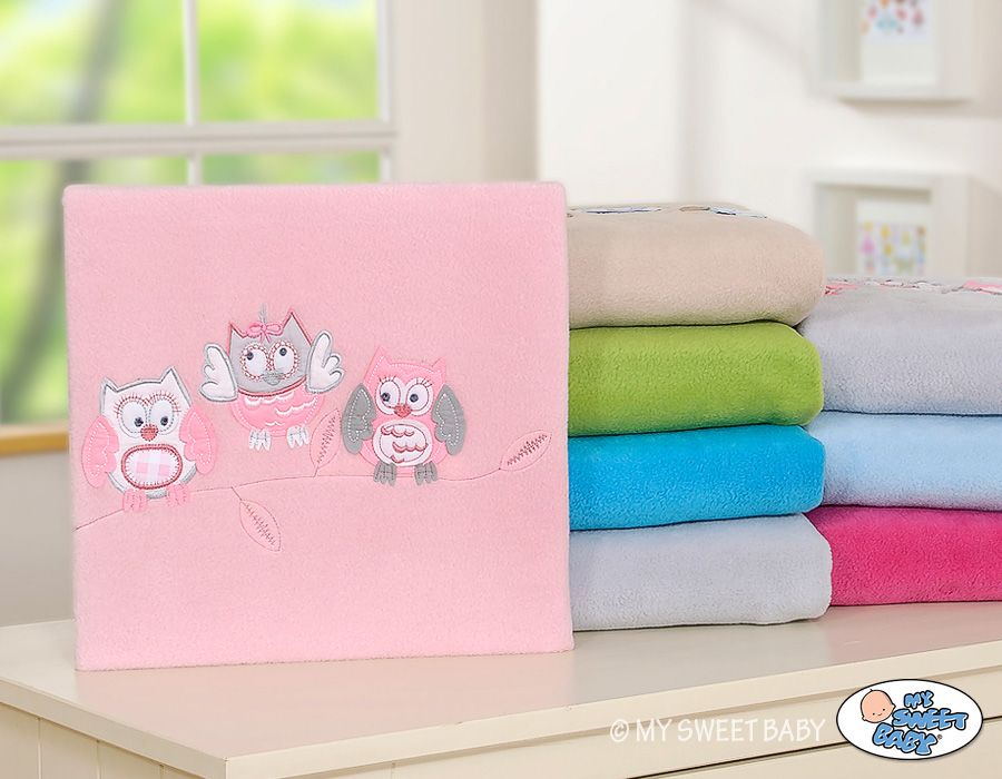 Fleece deken voor baby's - Bigi Zibi &amp; Adele Uilen - lichtroze