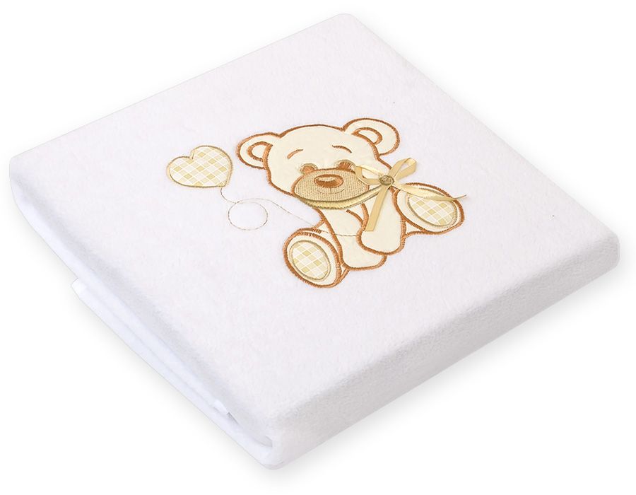 Fleece deken voor baby's - Teddybeer met strik, wit