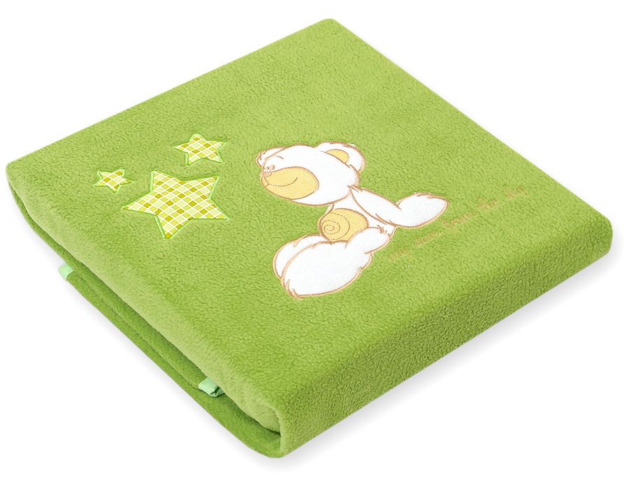 Fleece deken voor baby's - Carlo - Teddybeer met sterren, groen