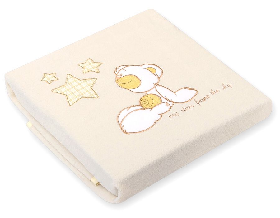 Fleece deken voor baby's - Carlo - Teddybeer met sterren, crème