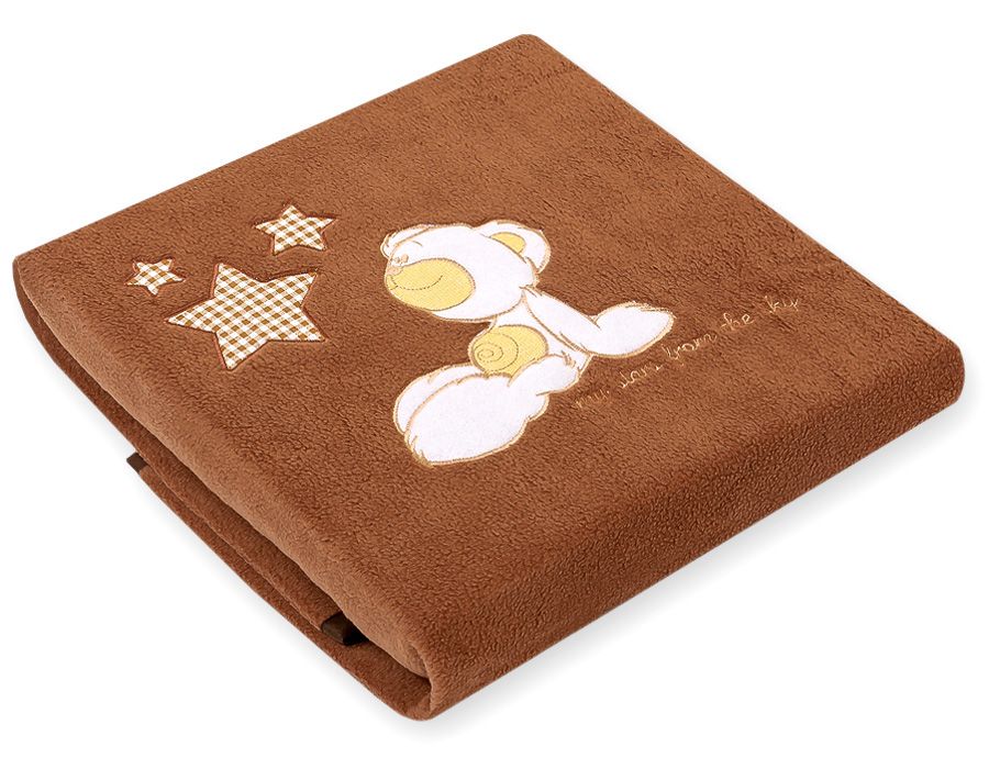 Fleece deken voor baby's - Carlo - Teddybeer met sterren, bruin