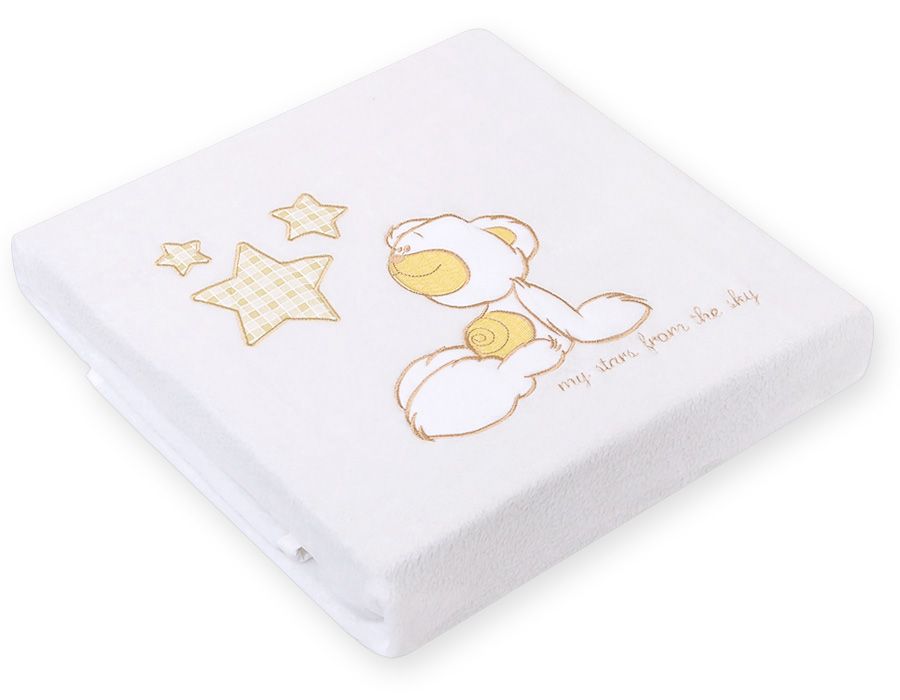 Fleece deken voor baby's - Carlo - Teddybeer met sterren, wit