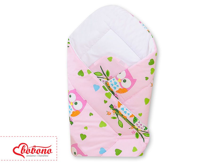 Inbakerdoek, roze met uilen