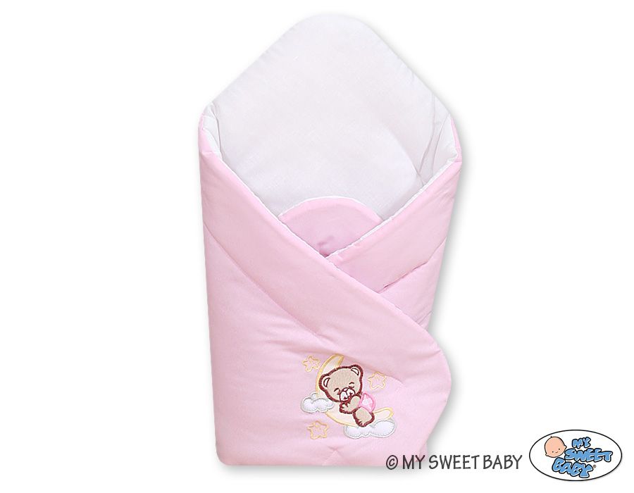 Inbakerdoek, roze kleur met beer