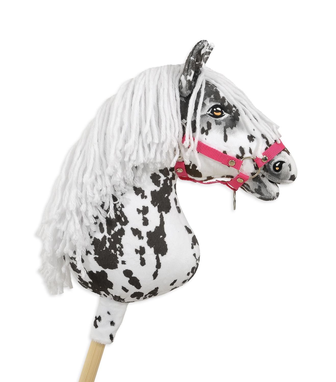 Super Hobby Horse – prachtig realistisch groot paard op een stokje-wit-bruine kleur met witte manen