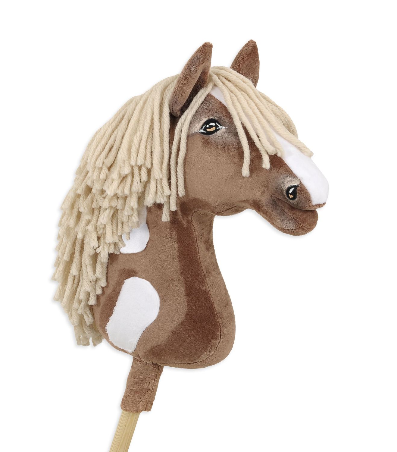 ​Super Hobby Horse – prachtig realistisch groot paard op een stokje-bruine kleur met lichtbruine manen