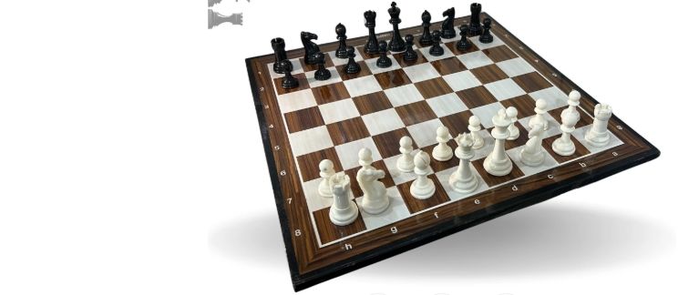 19" Wooden Laminated Chess Board with Durable Plastic Chess Pieces