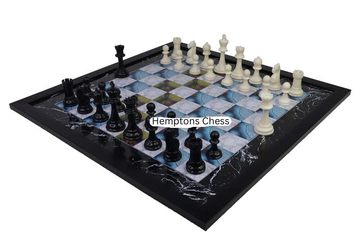 19" Wooden Laminated Chess Board with 3.75" Plastic Pieces