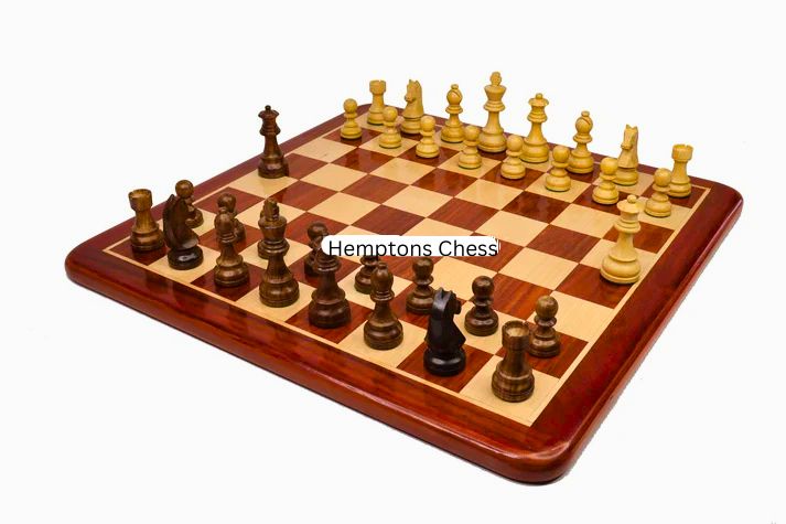 21" Flat Style Wooden Chess Board Game Set with Staunton Chess Pieces and Chess Box - Handcrafted from Premium Quality Bud Rosewood and Maple Wood