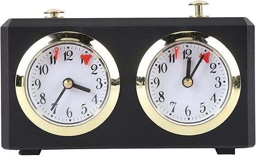 Mechanical Chess Clock Vintage Analog Chess Clock with Large Dials Wind Up Mechanism for Weiqi Competitions (Black)