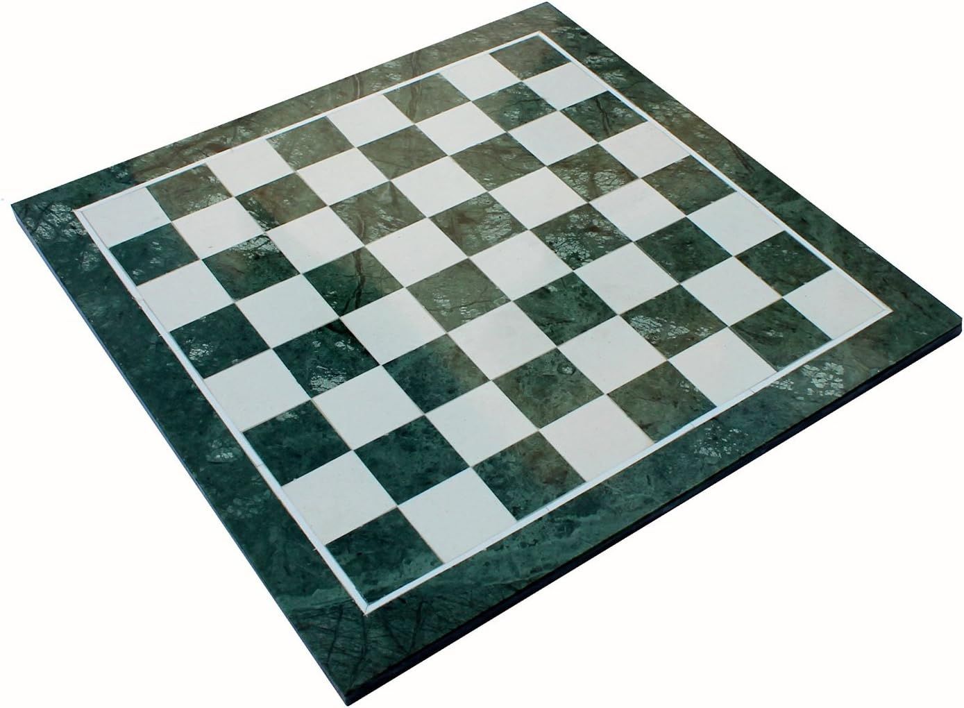 StonKraft - 15" x 15" Collectible Green Natural Stone &amp; Marble Chess Board