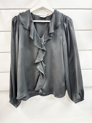 Asphalt Ruffle Blouse