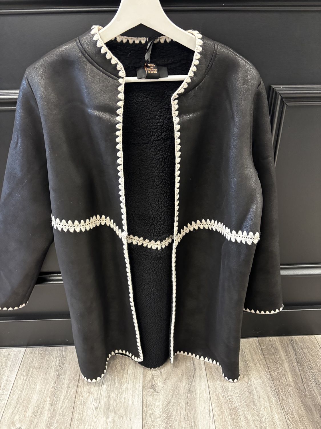 Black Coat W Trim - Size Medium