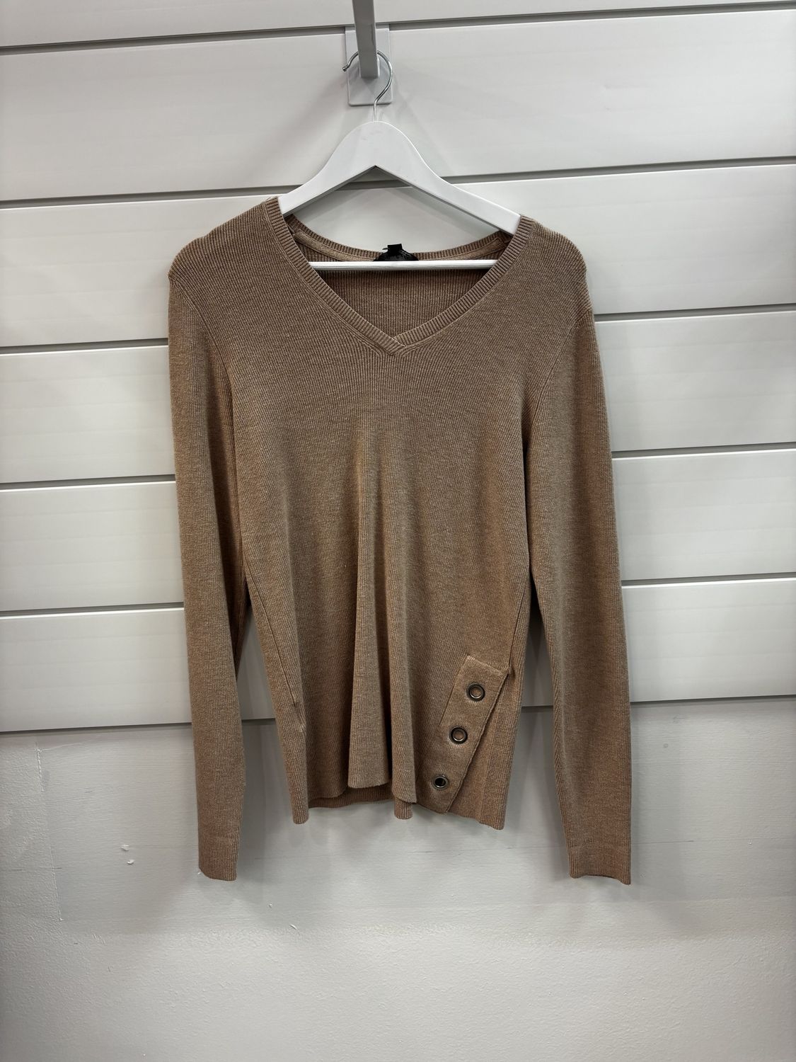 C2569 Brown Grommet Sweater