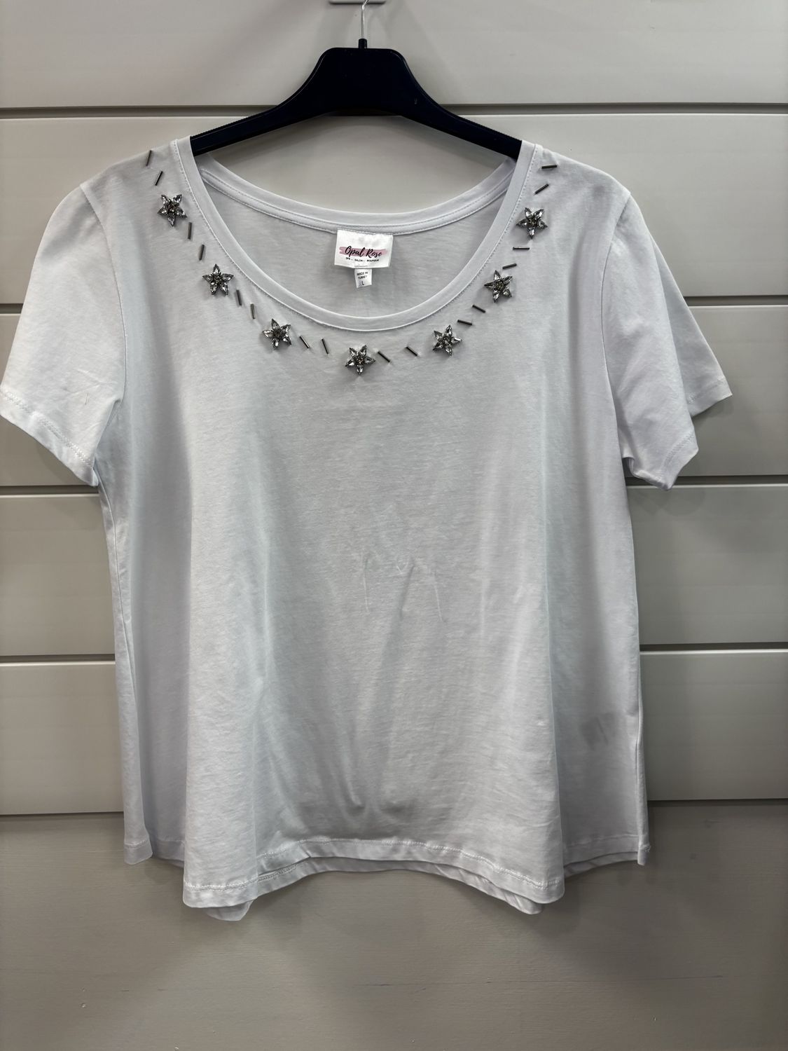 White TShirt with Stars - Size Large