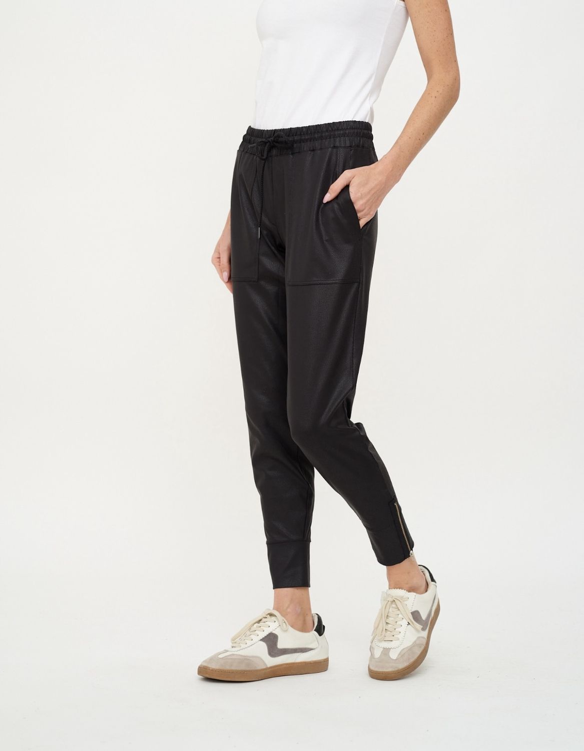 Black Coated Jogger Straight