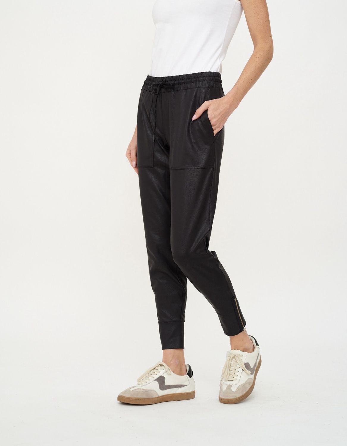 Black Coated Jogger Straight, Size: XSmall