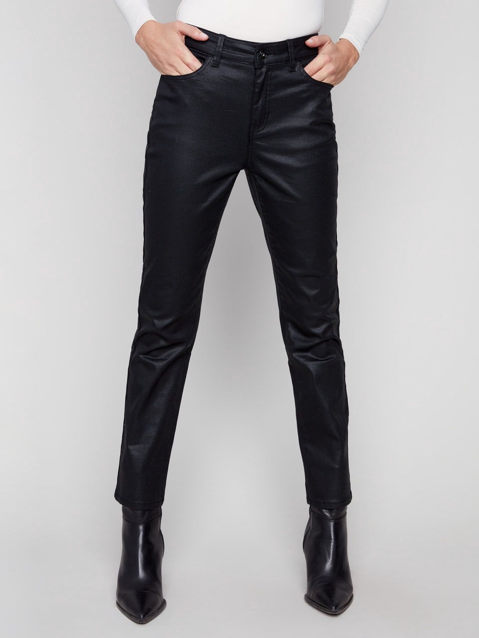 C5671 Coated Black Pants, Size: 8