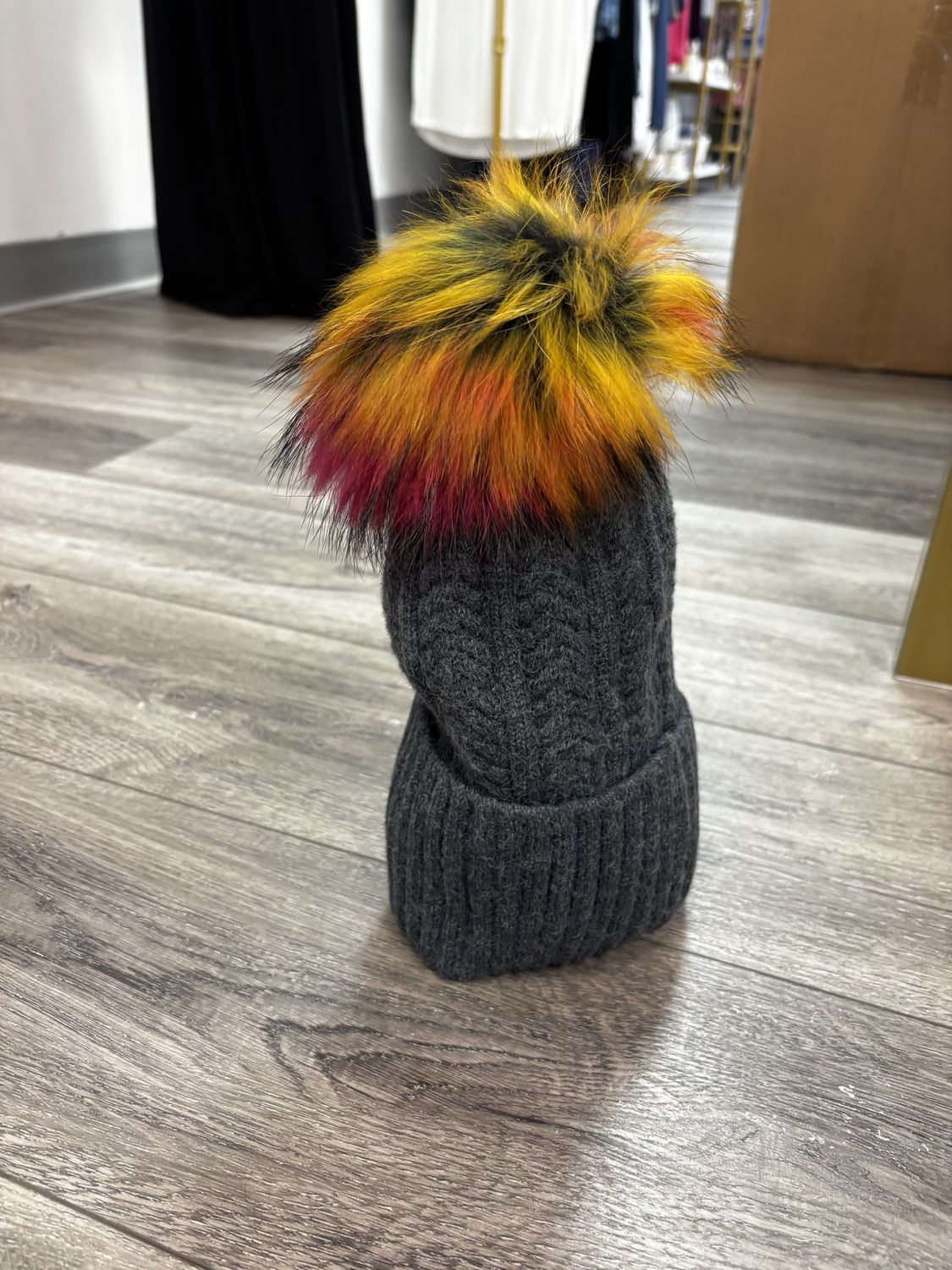 Pompom Hat, Colour: Dark Grey