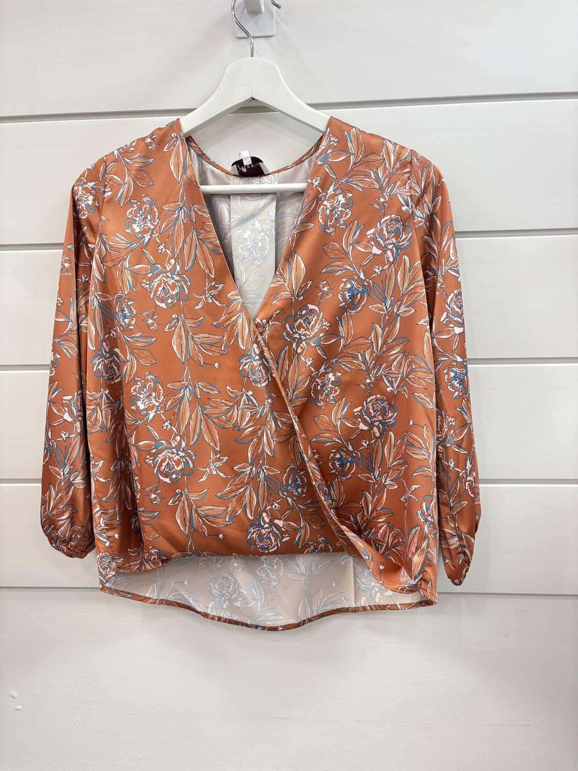 Rust Floral Blouse - Small