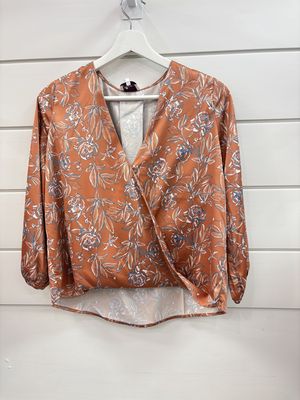 Rust Floral Blouse - Small
