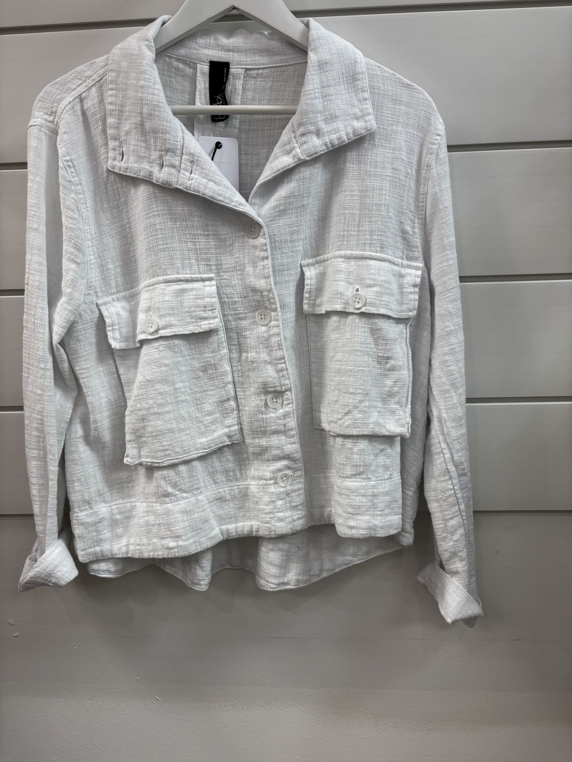 White Linen Jacket, Size: Large