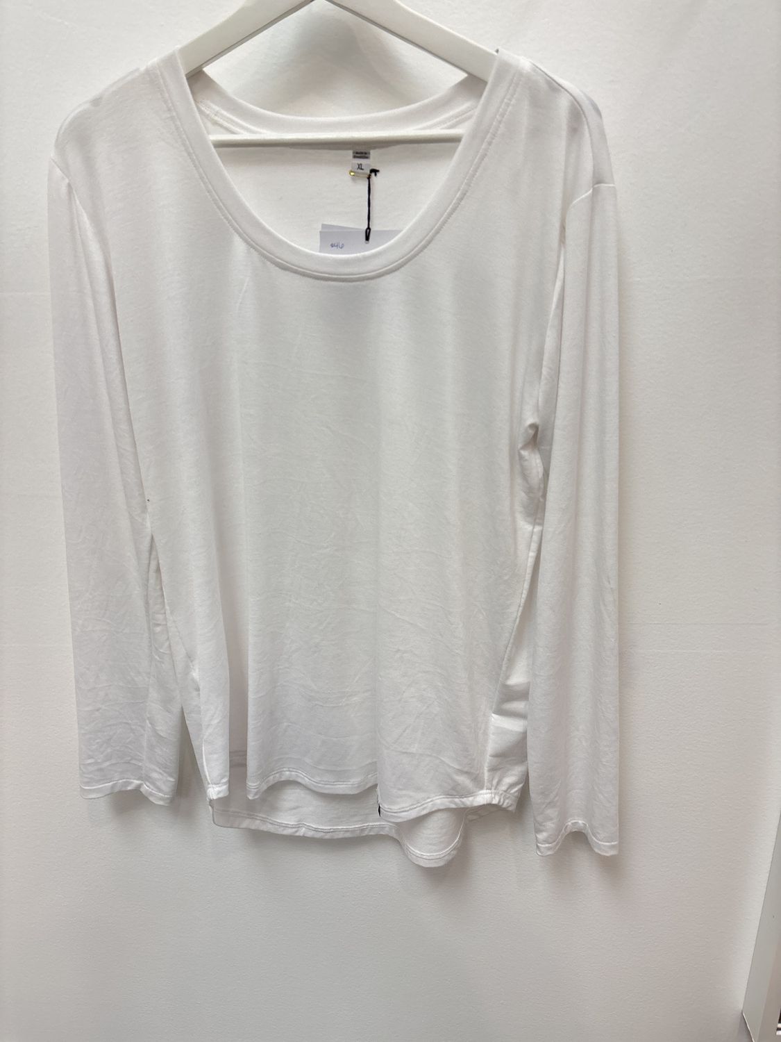 White Straight Long Sleeve Tee, Size: XLarge