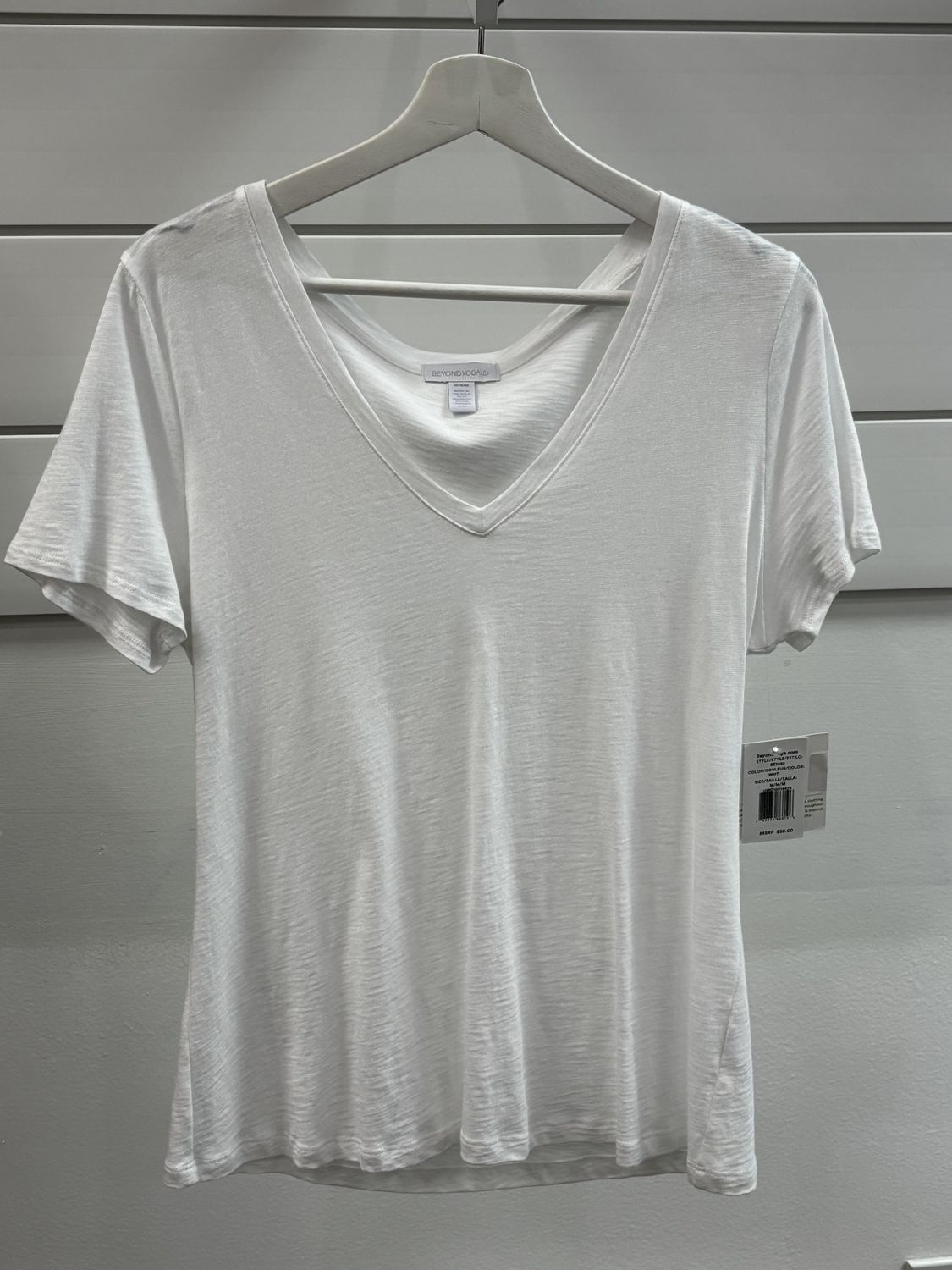 White Vneck Tee, Size: Medium