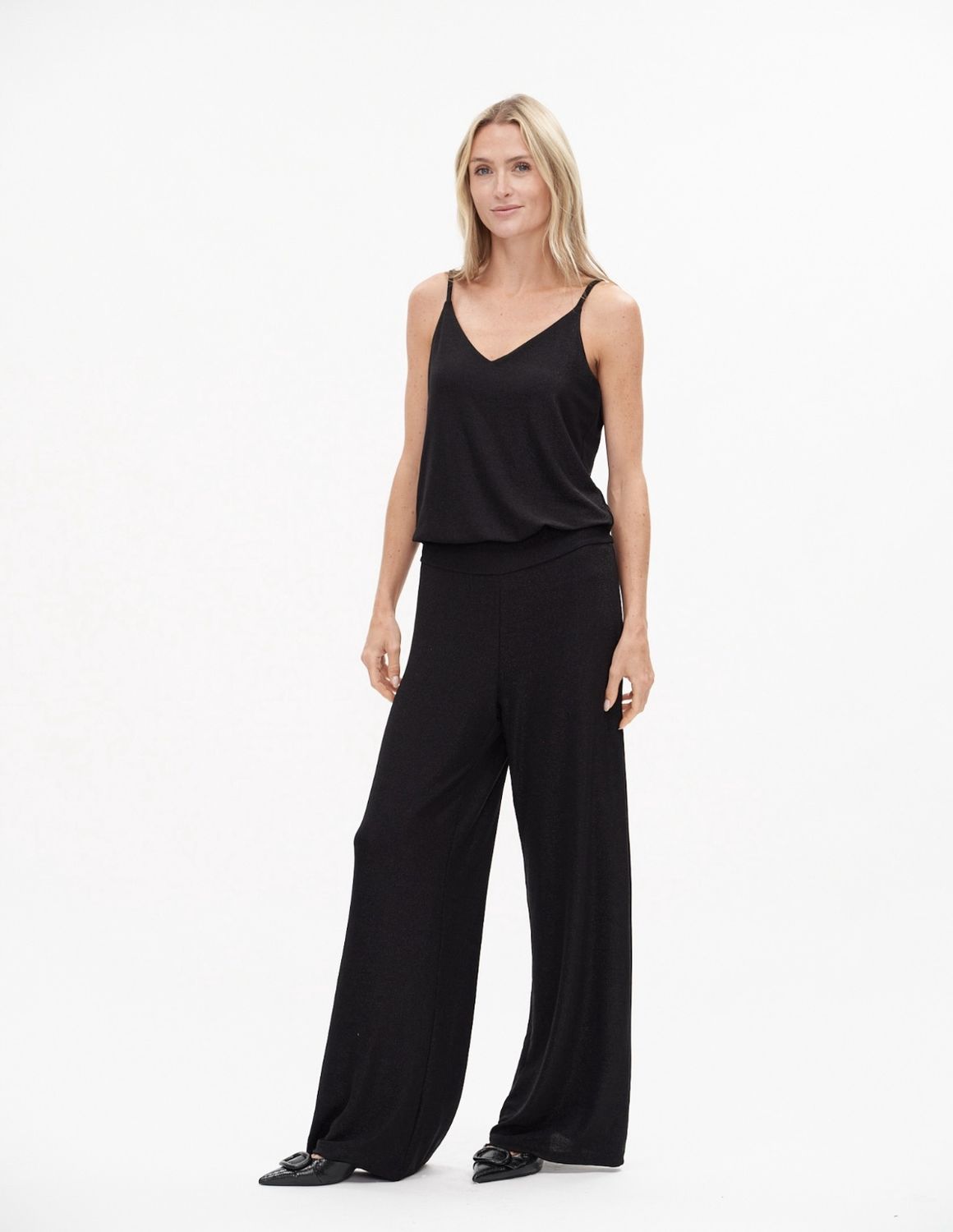 Lurex Jumpsuit - Black, Size: Small