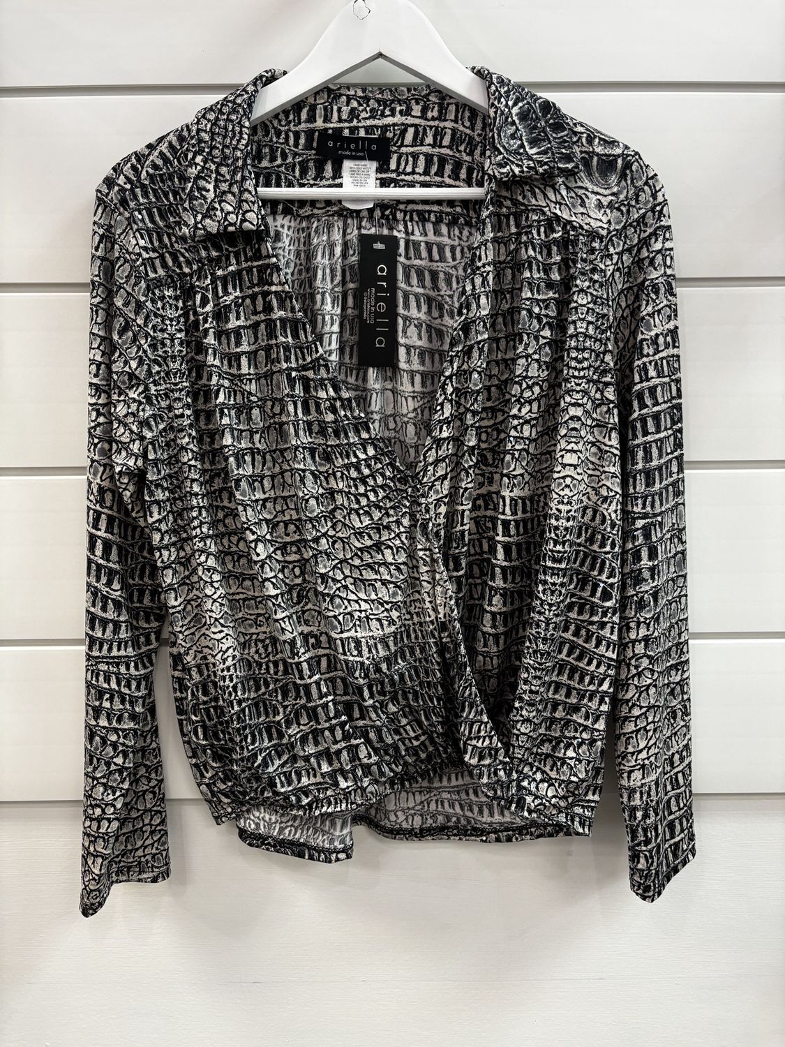 Snakeskin Surplice  Blouse
