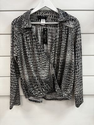 Snakeskin Surplice  Blouse