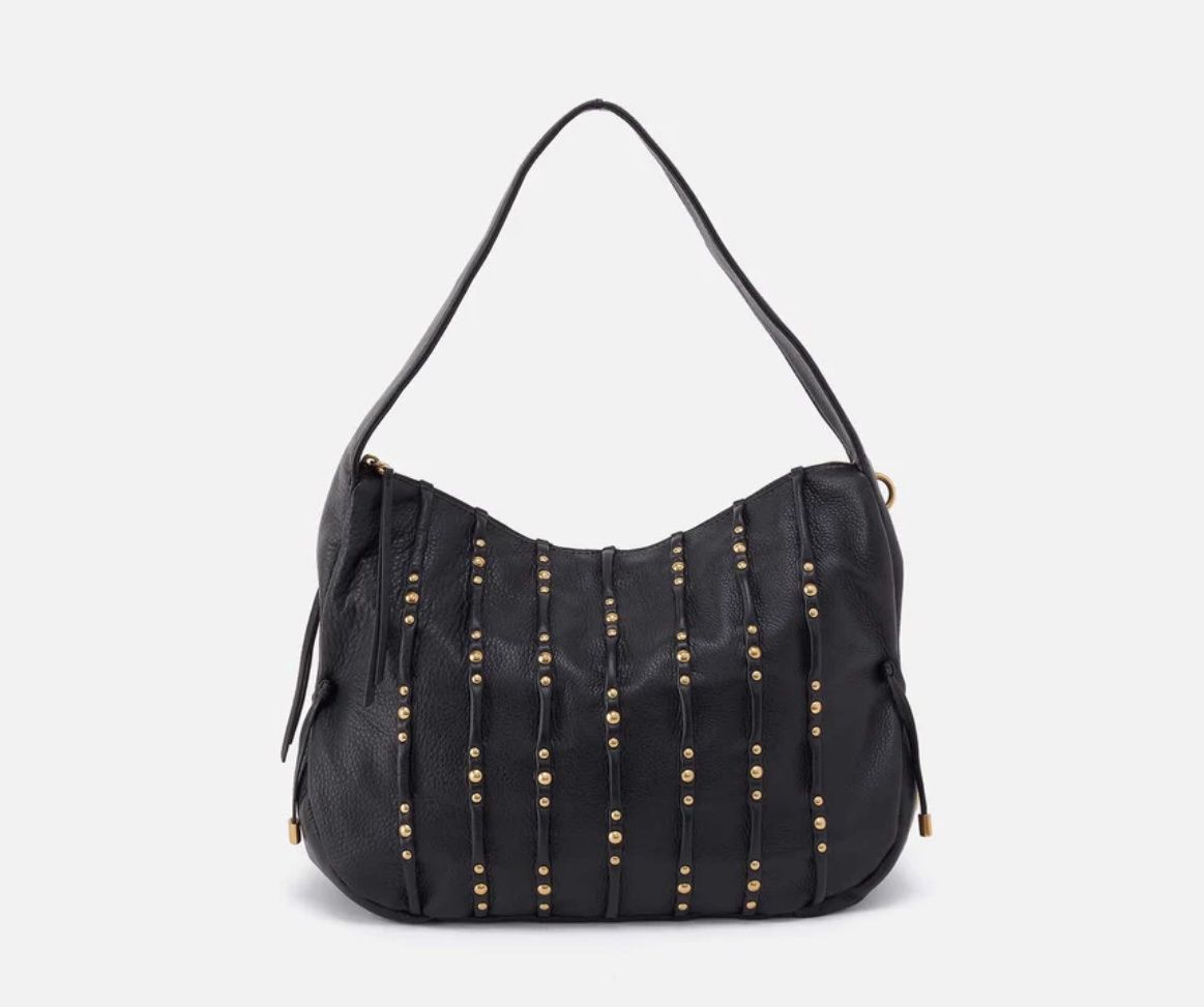Kori Black Pebbled Leather with Studs