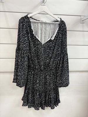 Polka Dot Long Sleeve Dress Black