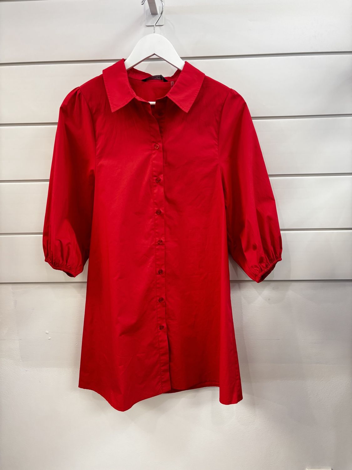 Red Poplin Dress, Size: Small