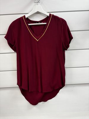 Red With Gold Vneck Top