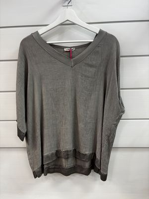 Vneck Top -One Sizem-Taupe