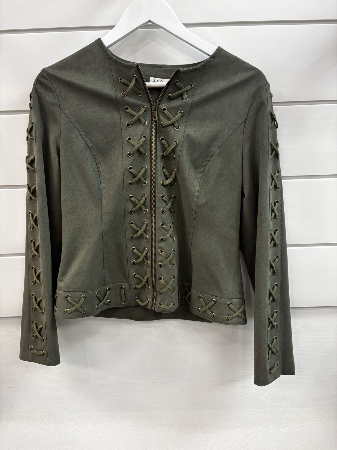Green Faux Suede Jacket - Size Small