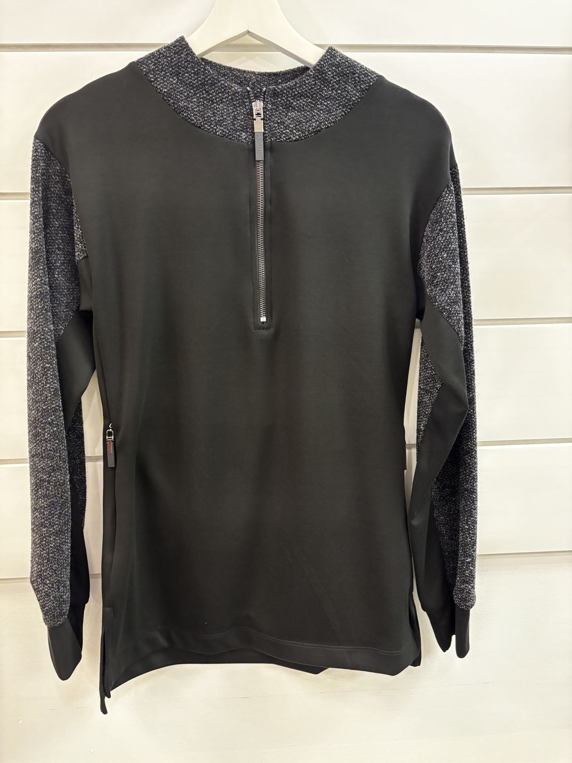 Black Scuba Top with Contrast, Size: Small