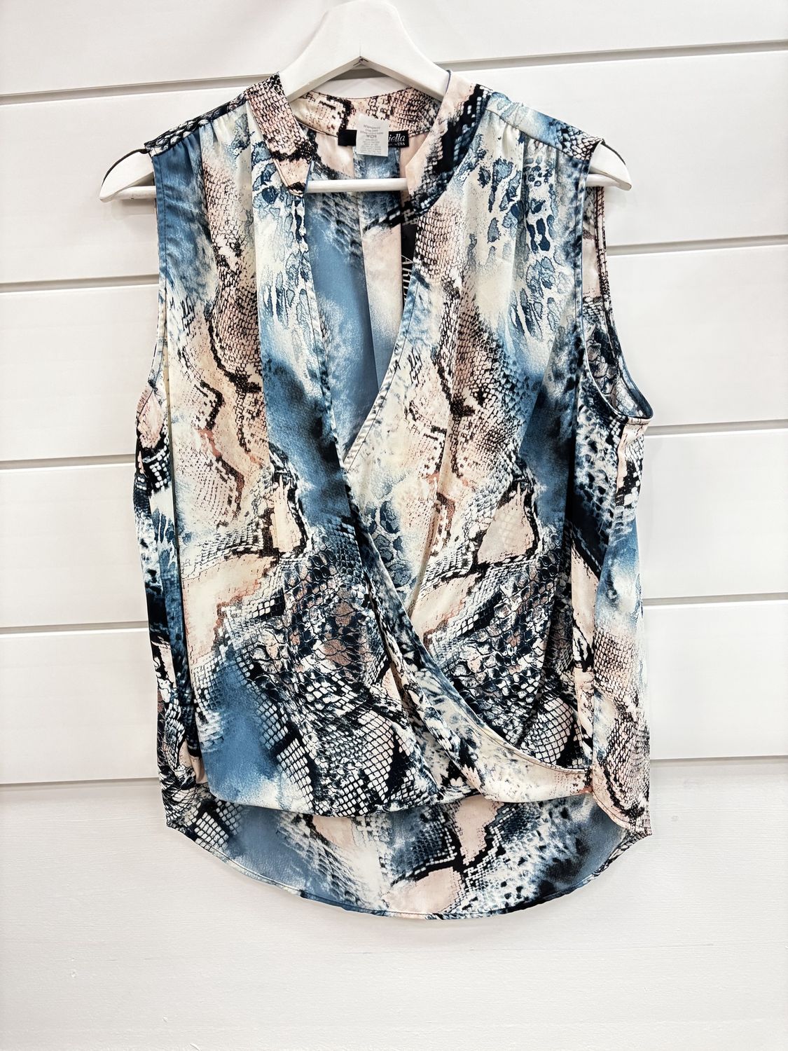 Blue Snakeskin Sleeveless Top - Size Medium