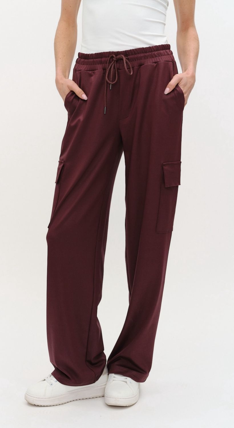 Burgundy Coated Joggers, Size: Medium