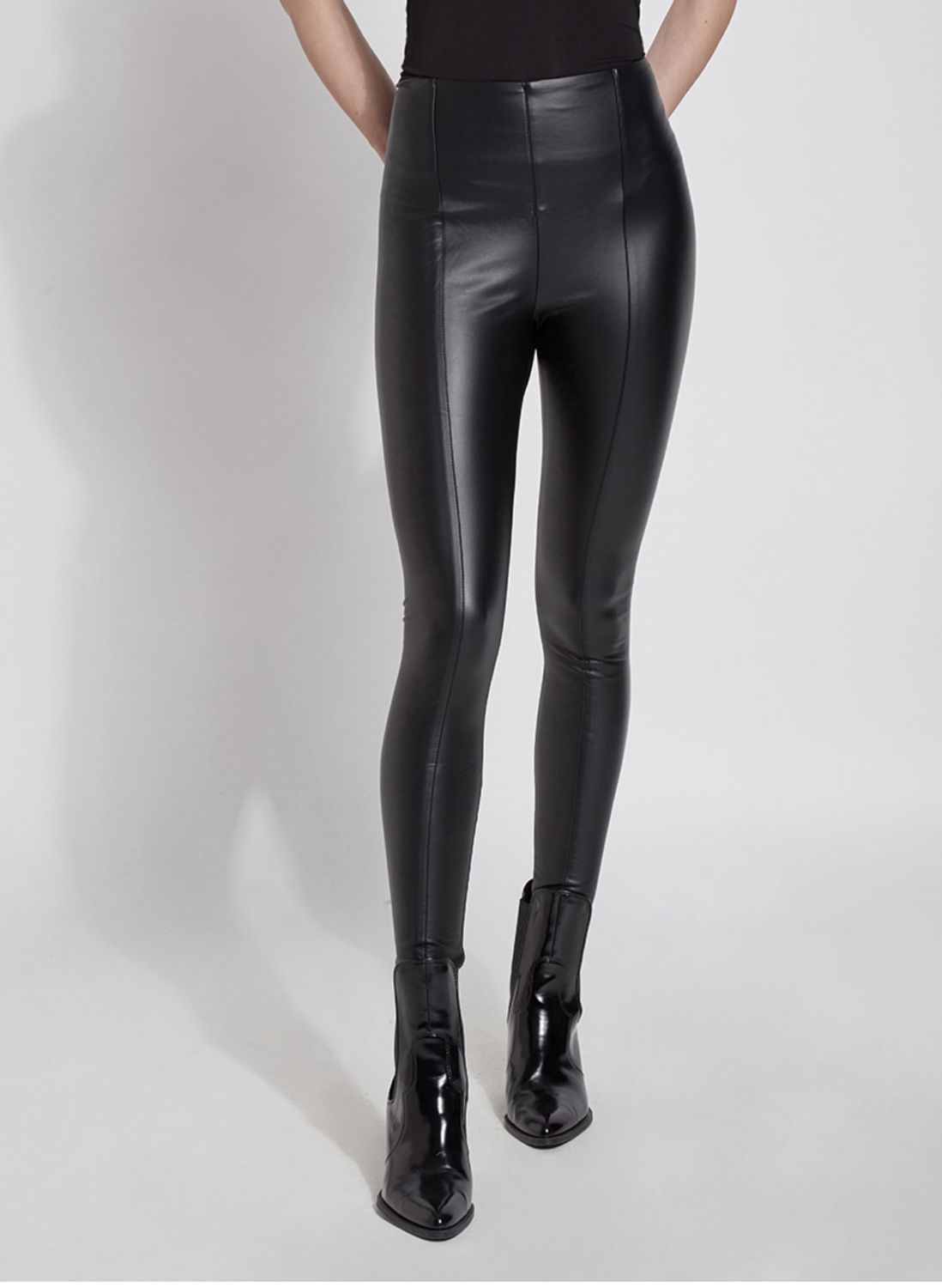 Hi-Waisted Vegan Leather Black Leggings - Size XL