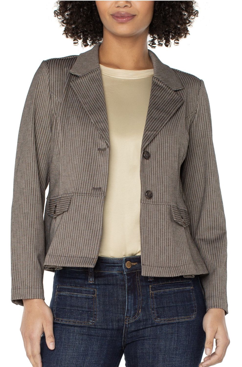 Camel Sand Peplum Blazer, Size: Small