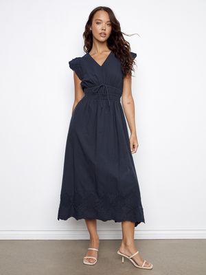 C3251 V-Neck Navy Dress