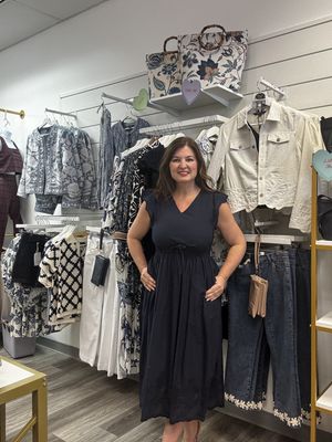 C3251 V-Neck Navy Dress