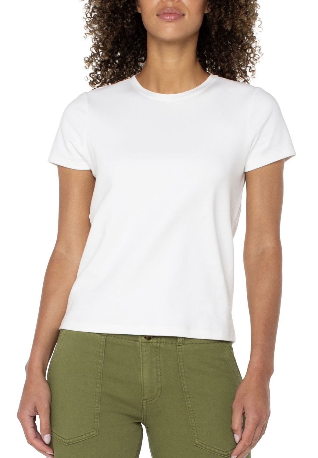 LM8H31K99White Scoop Neck Tee, Size: Medium