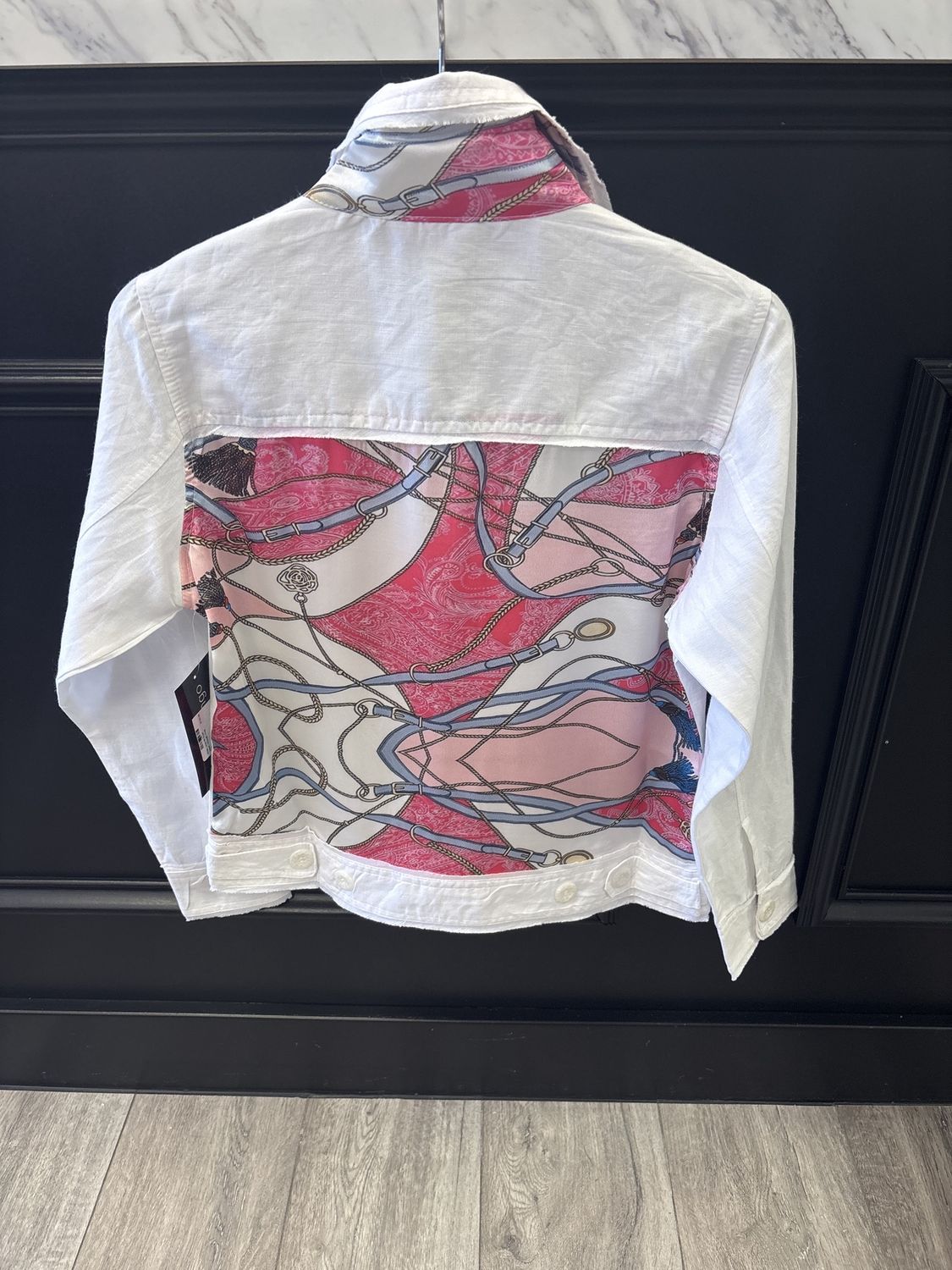 White Linen W Scarf Detail, Colour: Pink, Size: XSmall